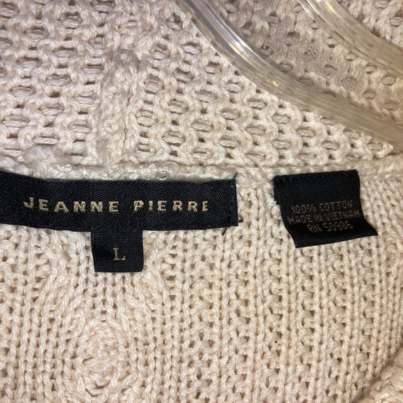 NWOT Jeanne Pierre Large women's cream knit cowl neck sweater - Picture 2 of 3